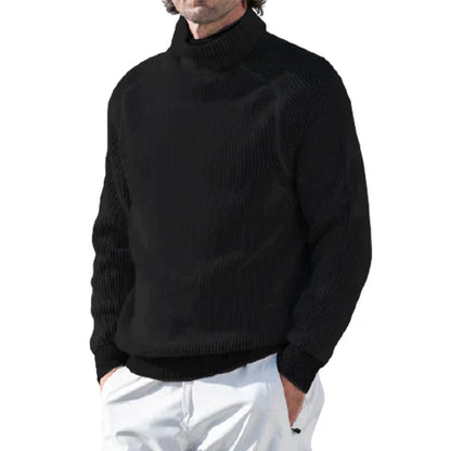 Maglione Uomo a Collo Alto con Maglia a Coste Caldo e Classico