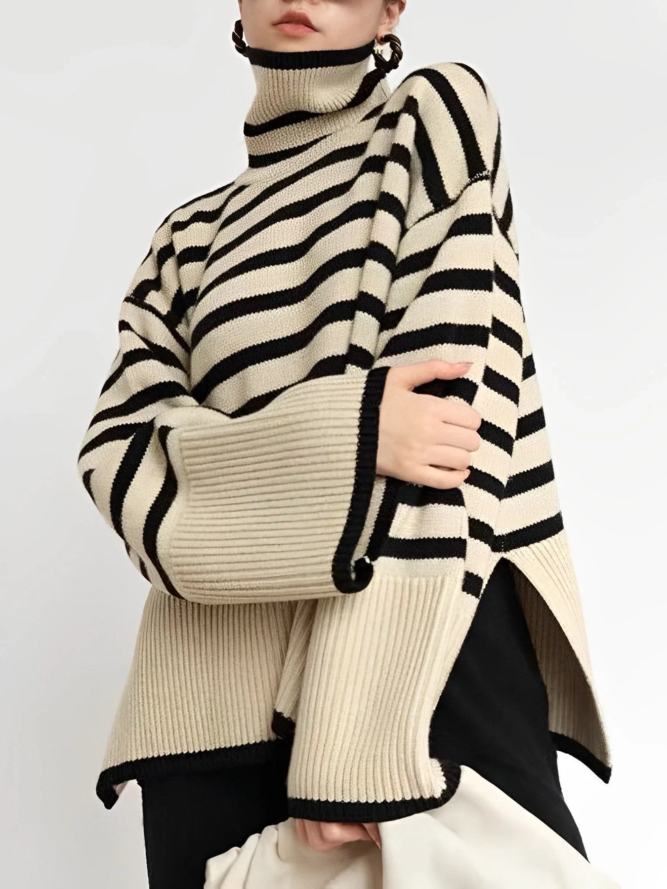 Maglione Donna Cotone Oversize Collo Alto Morbido