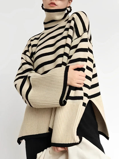 Maglione Donna Cotone Oversize Collo Alto Morbido