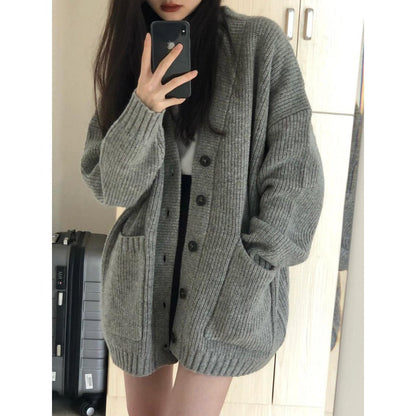 Cardigan Donna in Maglia con Bottoni Manica Lunga