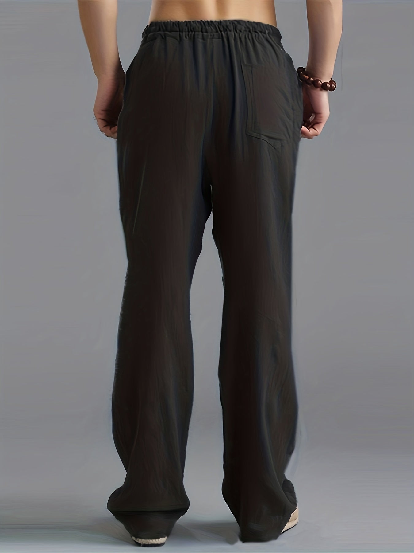 Pantaloni Lino Uomo Comfort Vestibilità Lunga