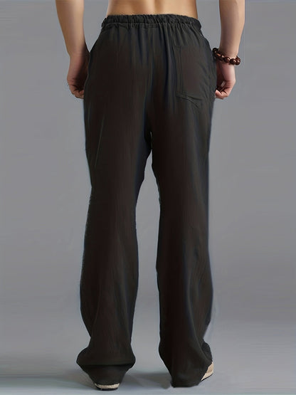 Pantaloni Lino Uomo Comfort Vestibilità Lunga