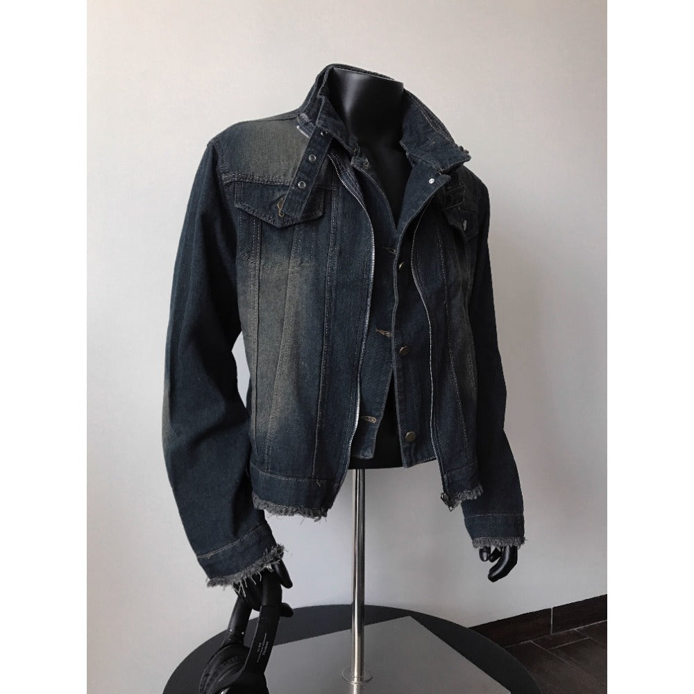 Jeansjacke Unisex con Orlo Sfrangiato Vestibilità Regular - Brentozzi