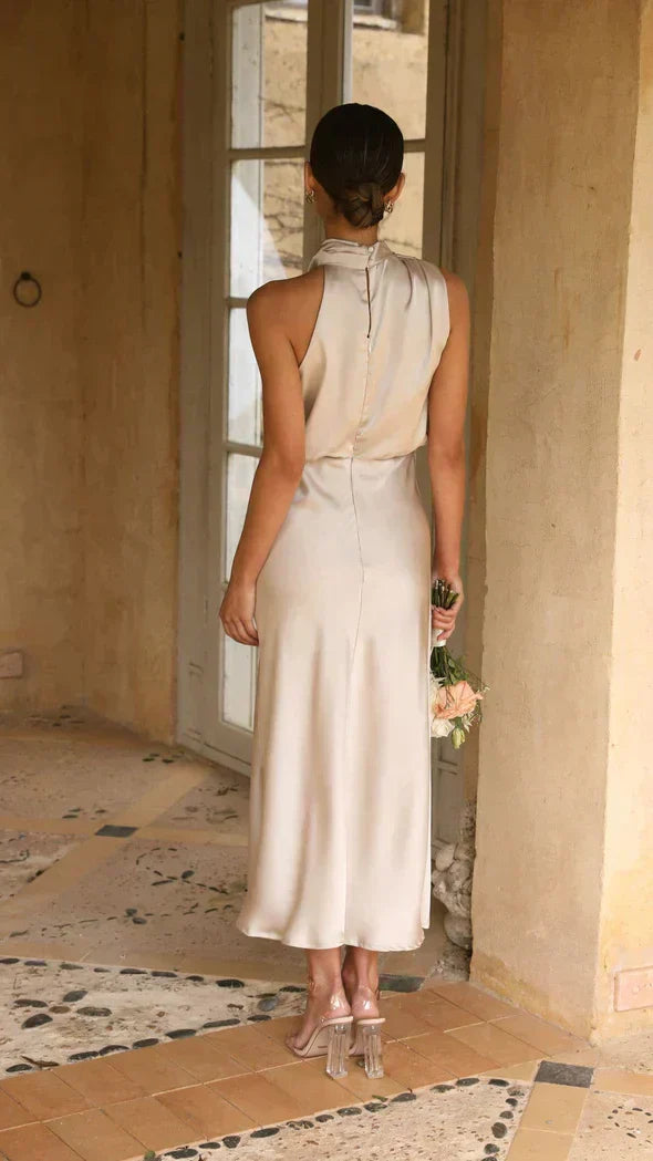 Abito Lungo Donna Lucido Elegante per Occasioni Speciali