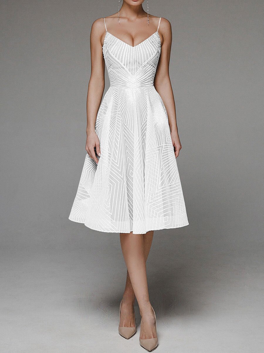 Abito Midi Donna Linea A Spalline Sottili