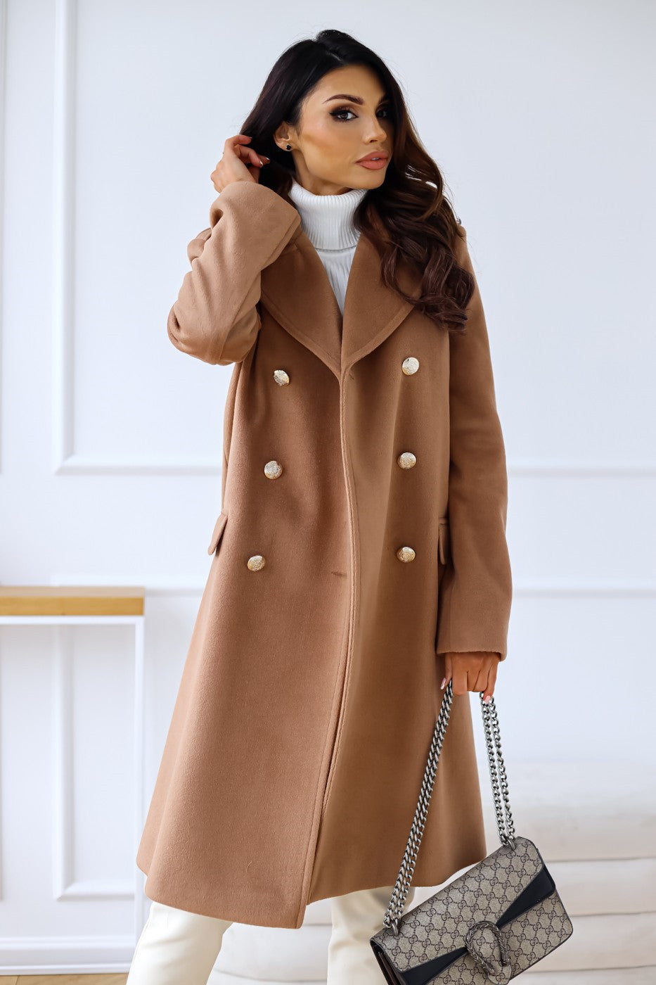 Cappotto Donna Doppio Petto in Tessuto Morbido Classico
