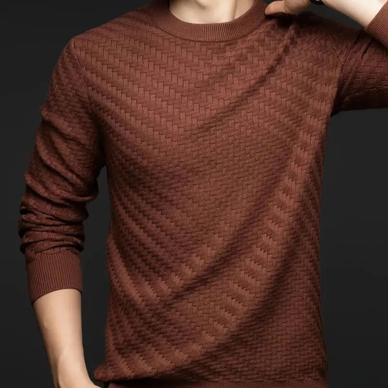 Maglione Uomo Girocollo con Motivo a Rilievo
