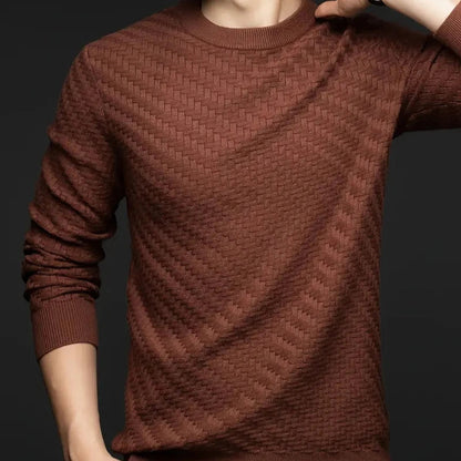 Maglione Uomo Girocollo con Motivo a Rilievo