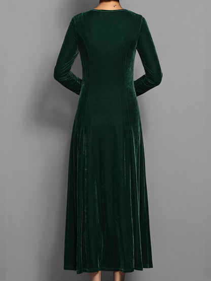 Abito Midi Donna Manica Lunga Casual Elegante Autunnale