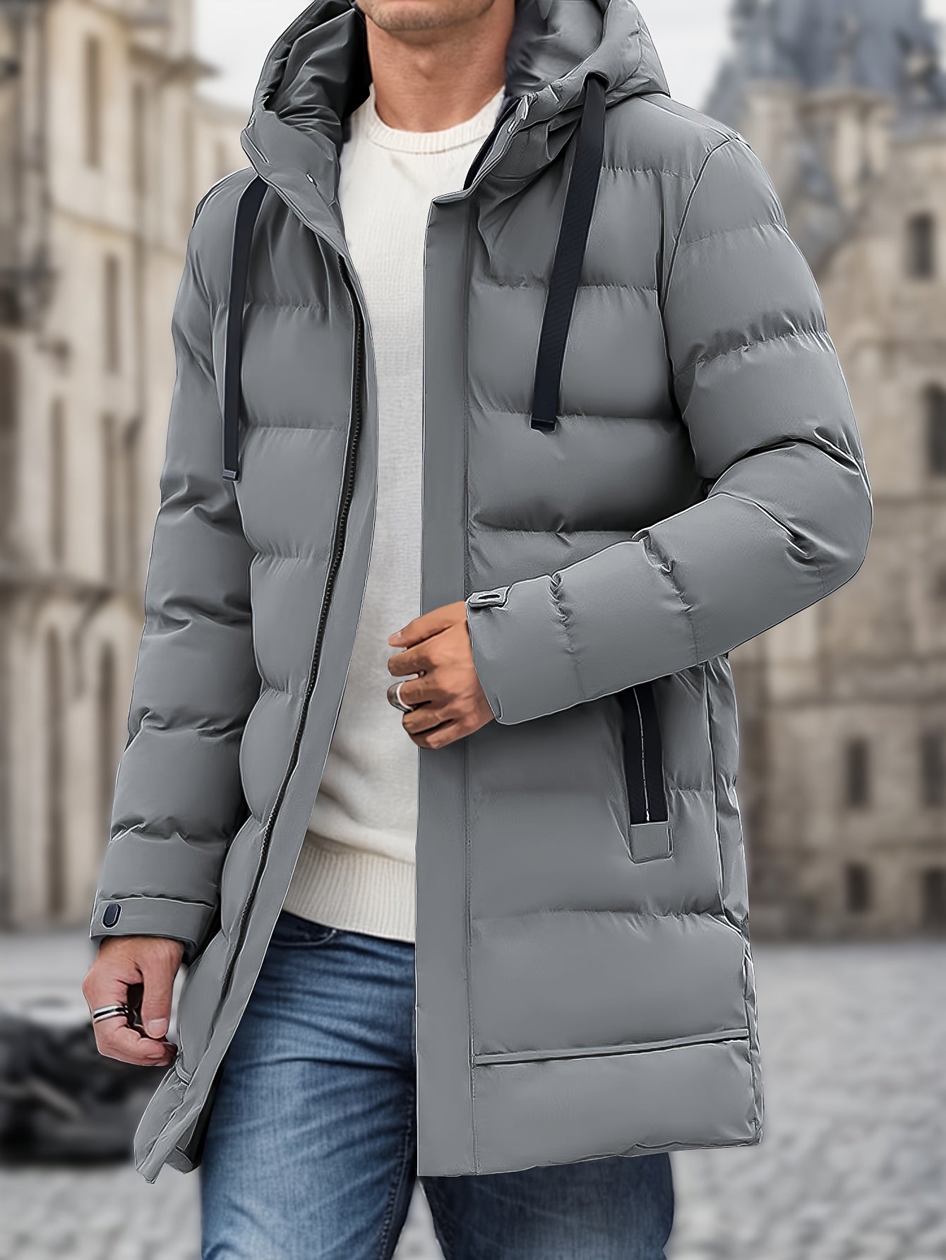 Giacca Invernale Uomo Cotone con Cappuccio e Tasche Large