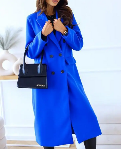 Trenchcoat Donna Elegante in Tessuto Sagomato Manica Lunga