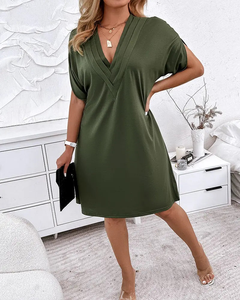 Abito Elegante Donna Scollo a V Manica Corta