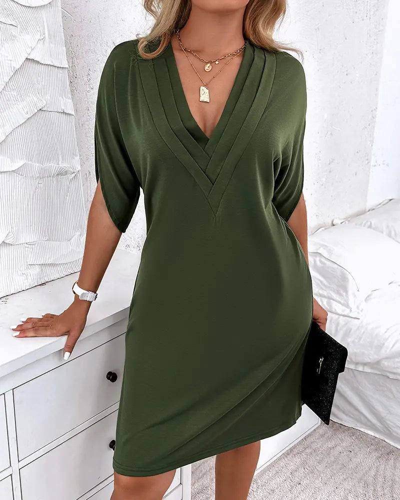Abito Elegante Donna Scollo a V Manica Corta