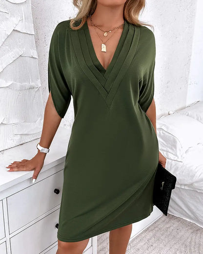 Abito Elegante Donna Scollo a V Manica Corta