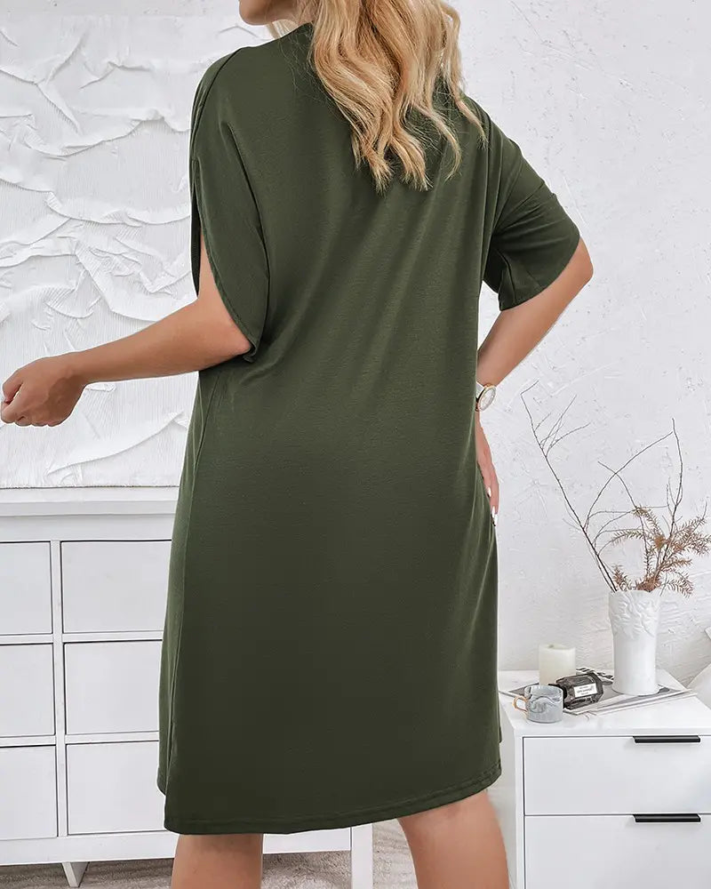 Abito Elegante Donna Scollo a V Manica Corta