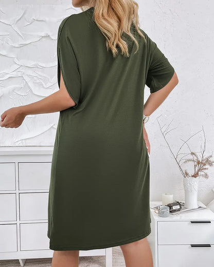 Abito Elegante Donna Scollo a V Manica Corta