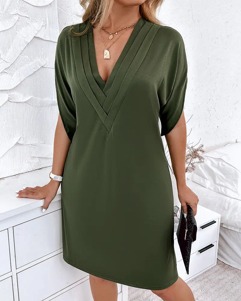 Abito Elegante Donna Scollo a V Manica Corta
