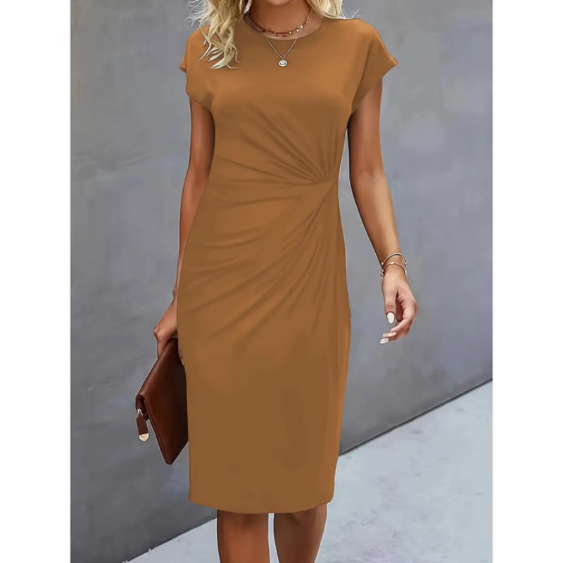 Abito Midi Donna Manica Corta Linea Sottile