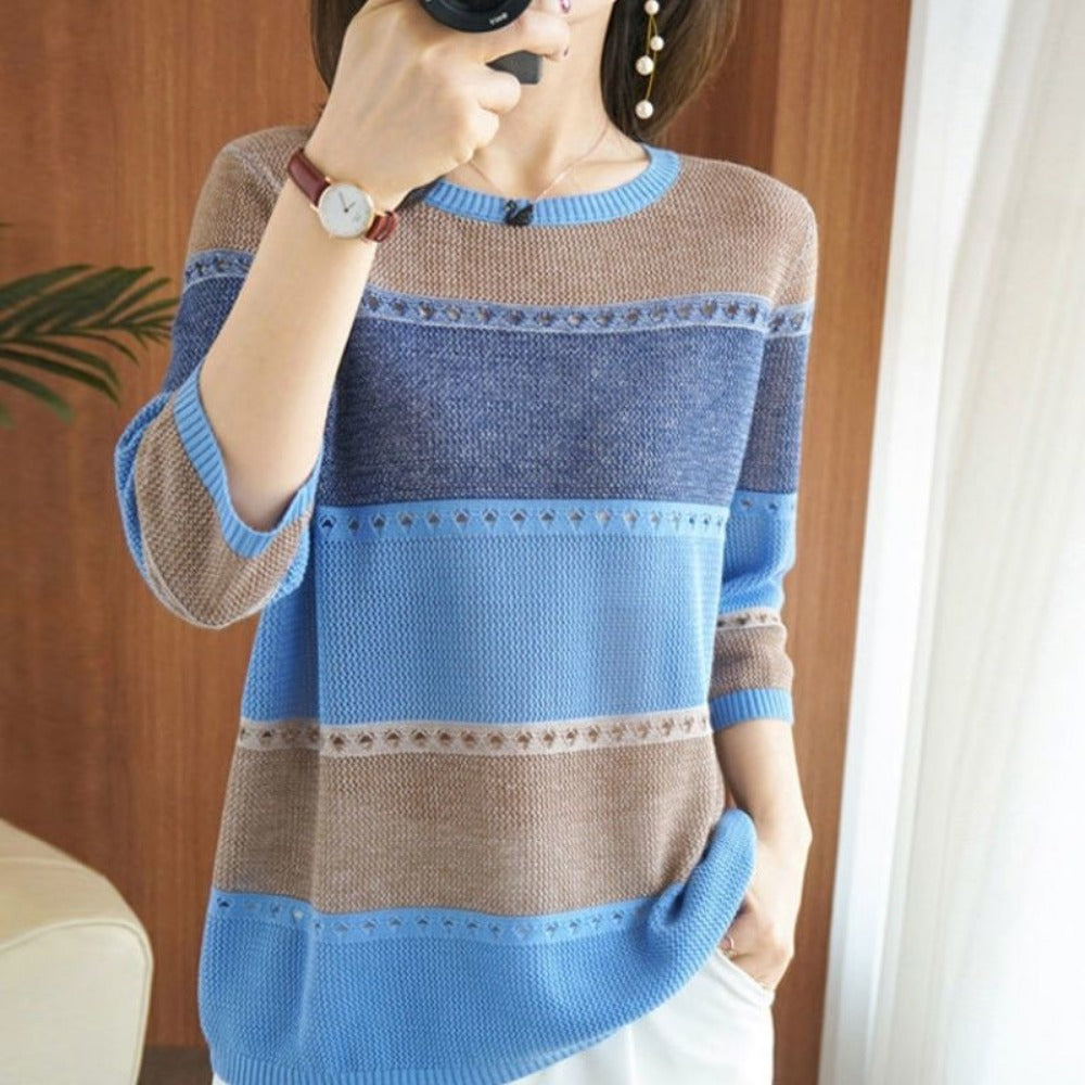 Maglione Donna in Maglia Colorblock Regular Fit