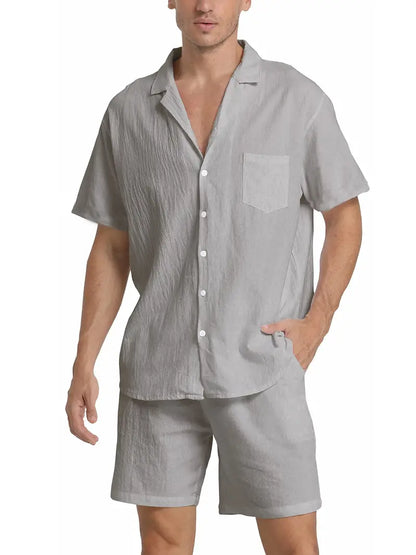 Completo Uomo Camicia Manica Corta con Bottoni e Pantaloncini