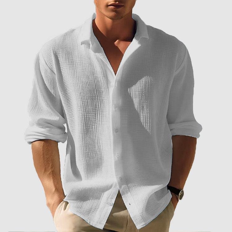 Camicia Uomo Maglia a Nido dApe Manica Lunga Casual