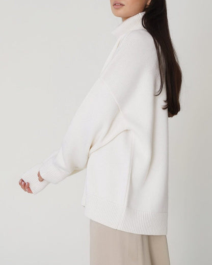 Maglione Oversize Donna Cotone Collo Alto Casual