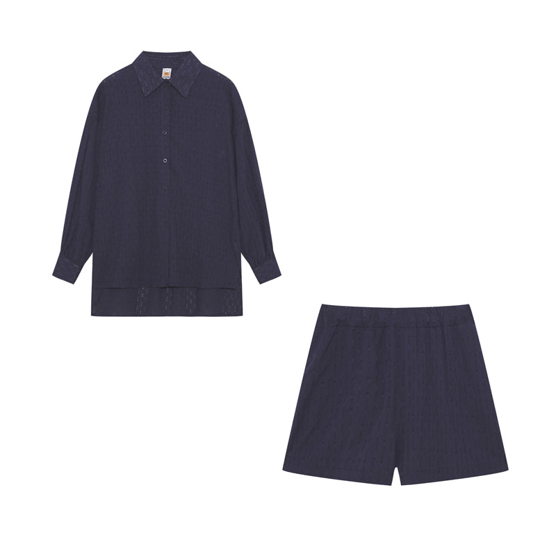 Completo Donna in Cotone Mix Blusa Oversize e Shorts