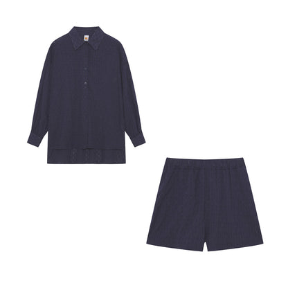 Completo Donna in Cotone Mix Blusa Oversize e Shorts
