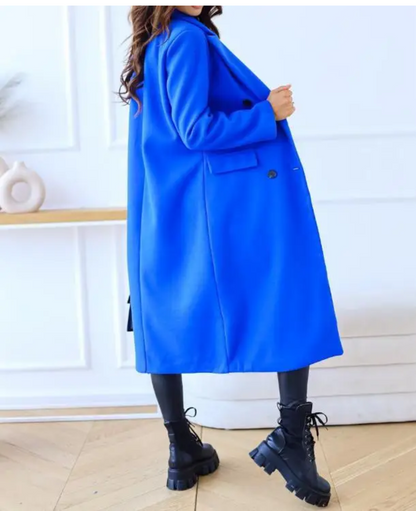 Trenchcoat Donna Elegante in Tessuto Sagomato Manica Lunga