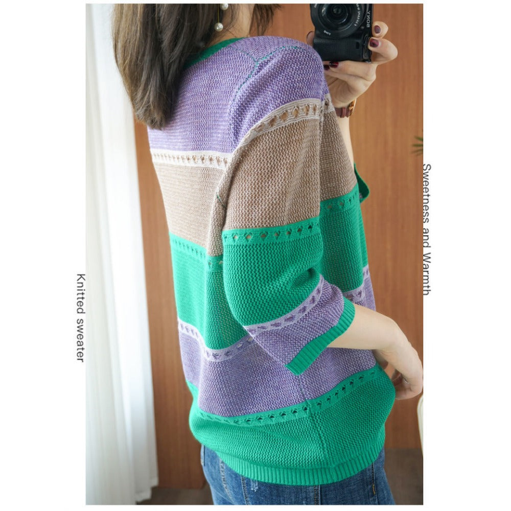 Maglione Donna in Maglia Colorblock Regular Fit