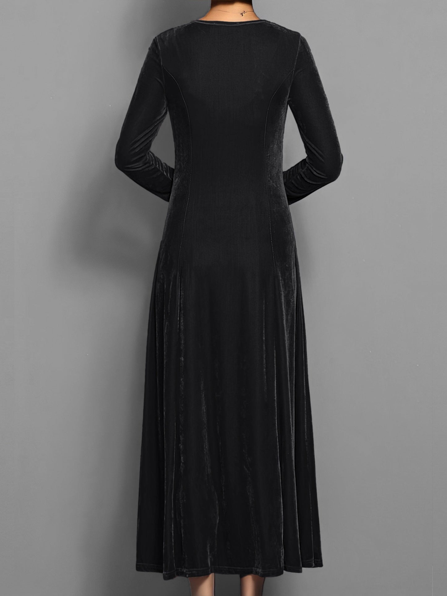 Abito Midi Donna Manica Lunga Casual Elegante Autunnale