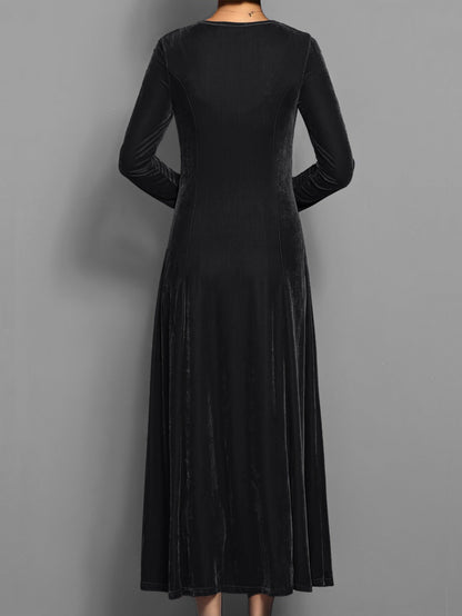 Abito Midi Donna Manica Lunga Casual Elegante Autunnale