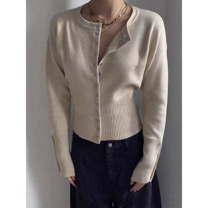 Cardigan Donna con Bottoni e Maniche Lunghe in Maglia