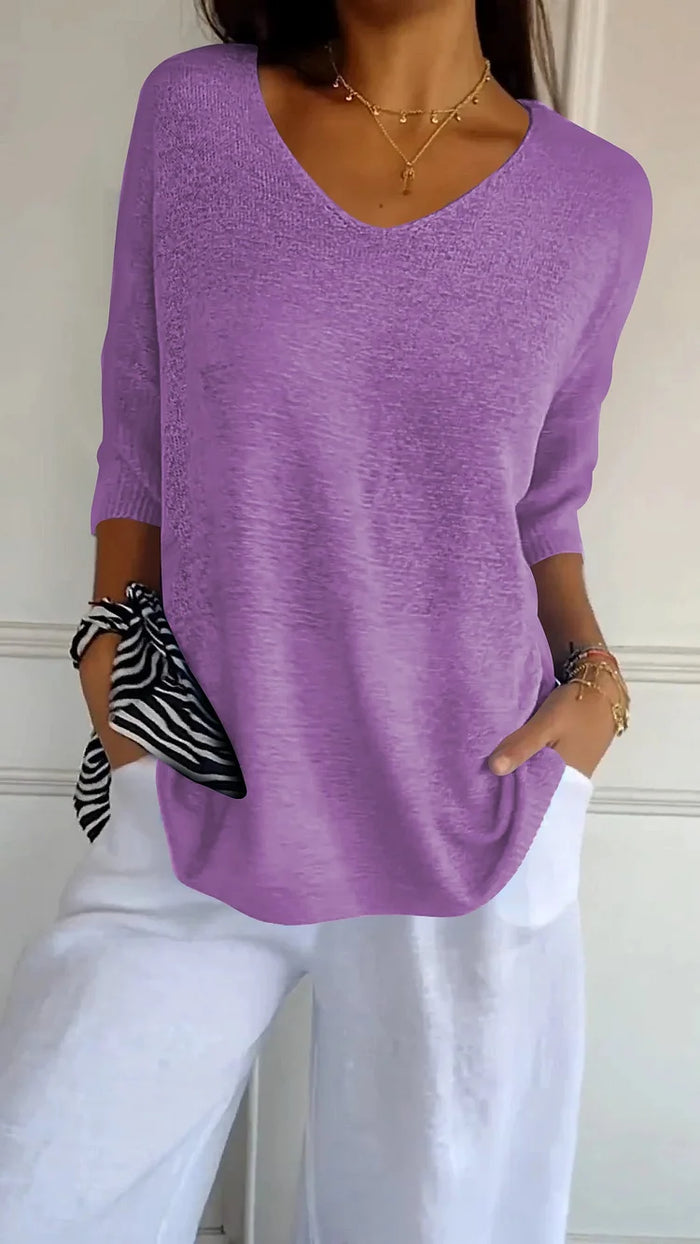T-shirt Donna Scollo a V Manica Casual