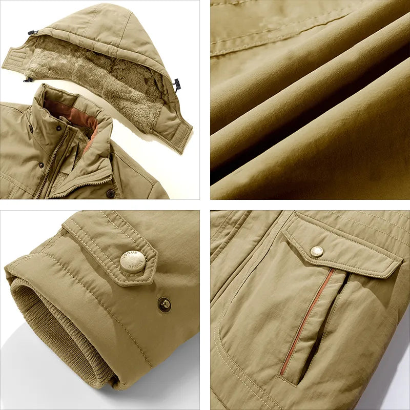 Giacca Invernale Uomo Impermeabile Imbottita con Cappuccio Staccabile