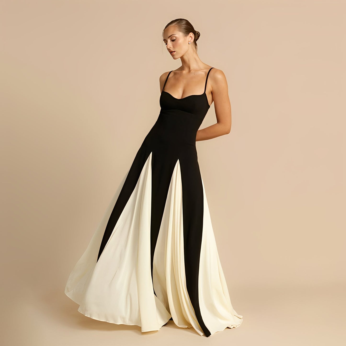 Abito Elegante Donna con Righe Oblique