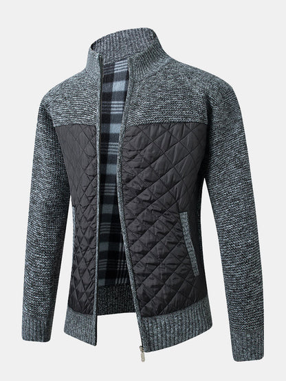 Cardigan Uomo Maglia Motivo Quadri Chiusura Frontale