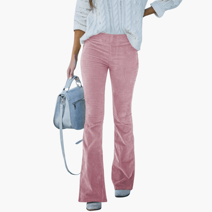 Pantaloni Lunghi Donna Eleganti in Velluto Corduroy