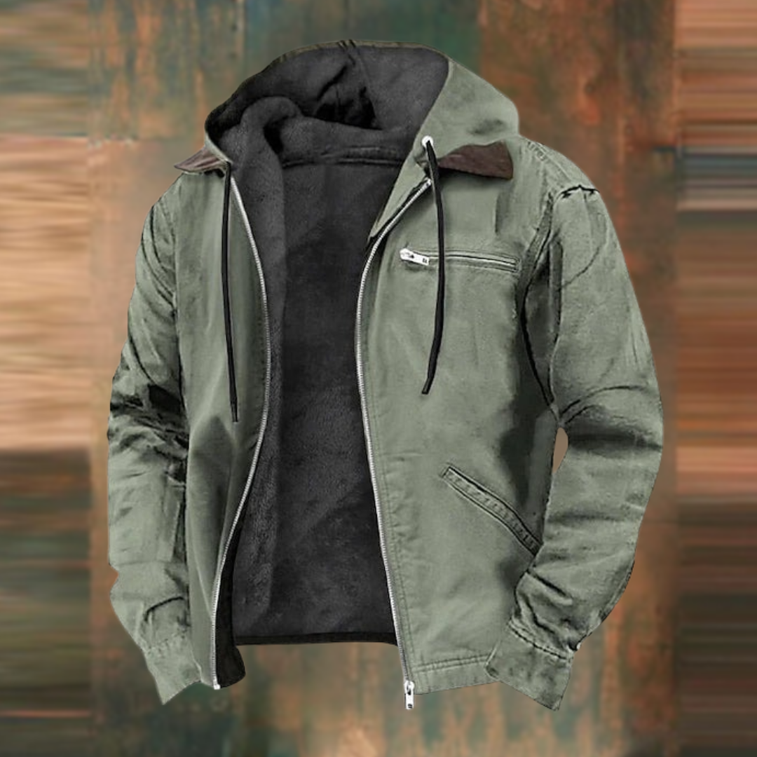 Giacca Uomo con Cappuccio e Chiusura Zip