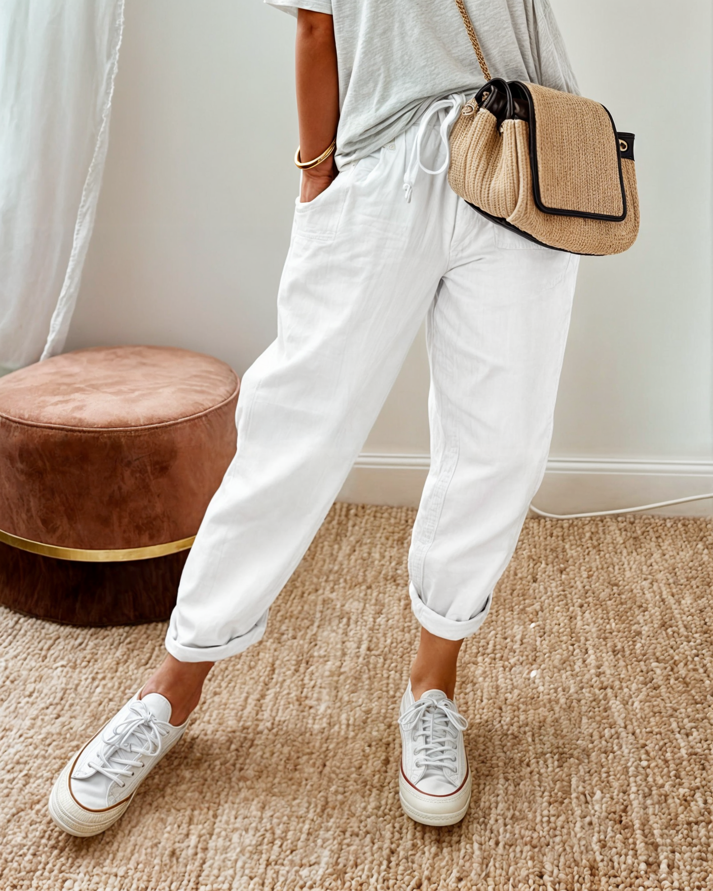 Pantaloni Estivi Donna con Coulisse Tasche Comode