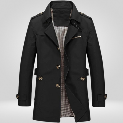 Trench Coat Uomo Classico Lunghezza Media Taglio Strutturato