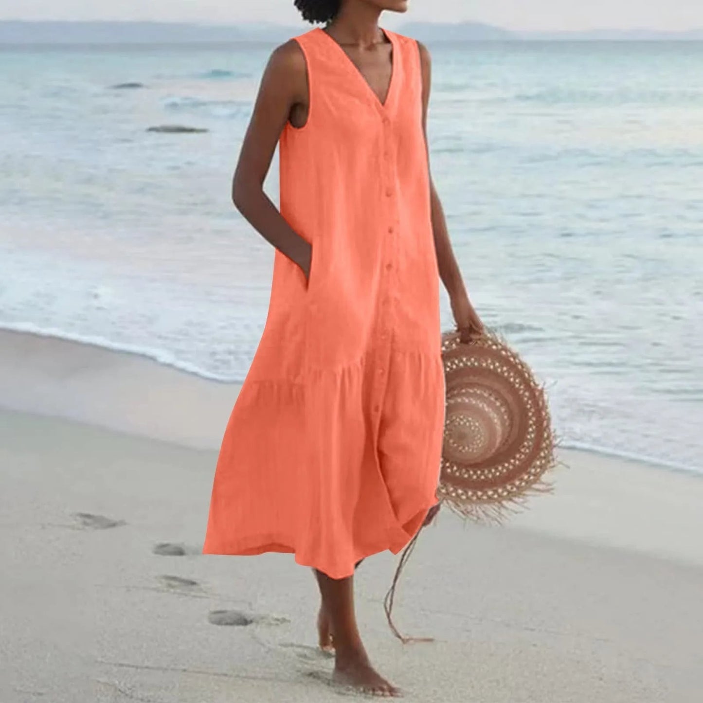 Abito Spiaggia Donna Smanicato Scollo a V