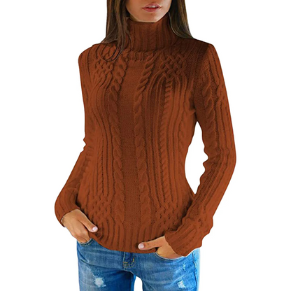 Maglione Donna a Treccia Collo Alto Morbido