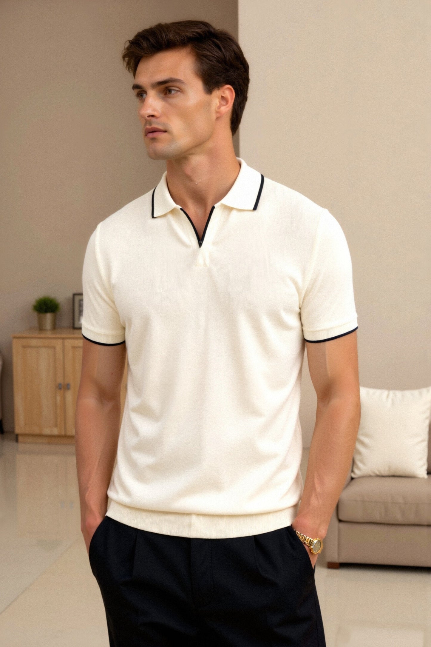 Polo Uomo con Dettagli a Contrasto Stile Elegante - Brentozzi