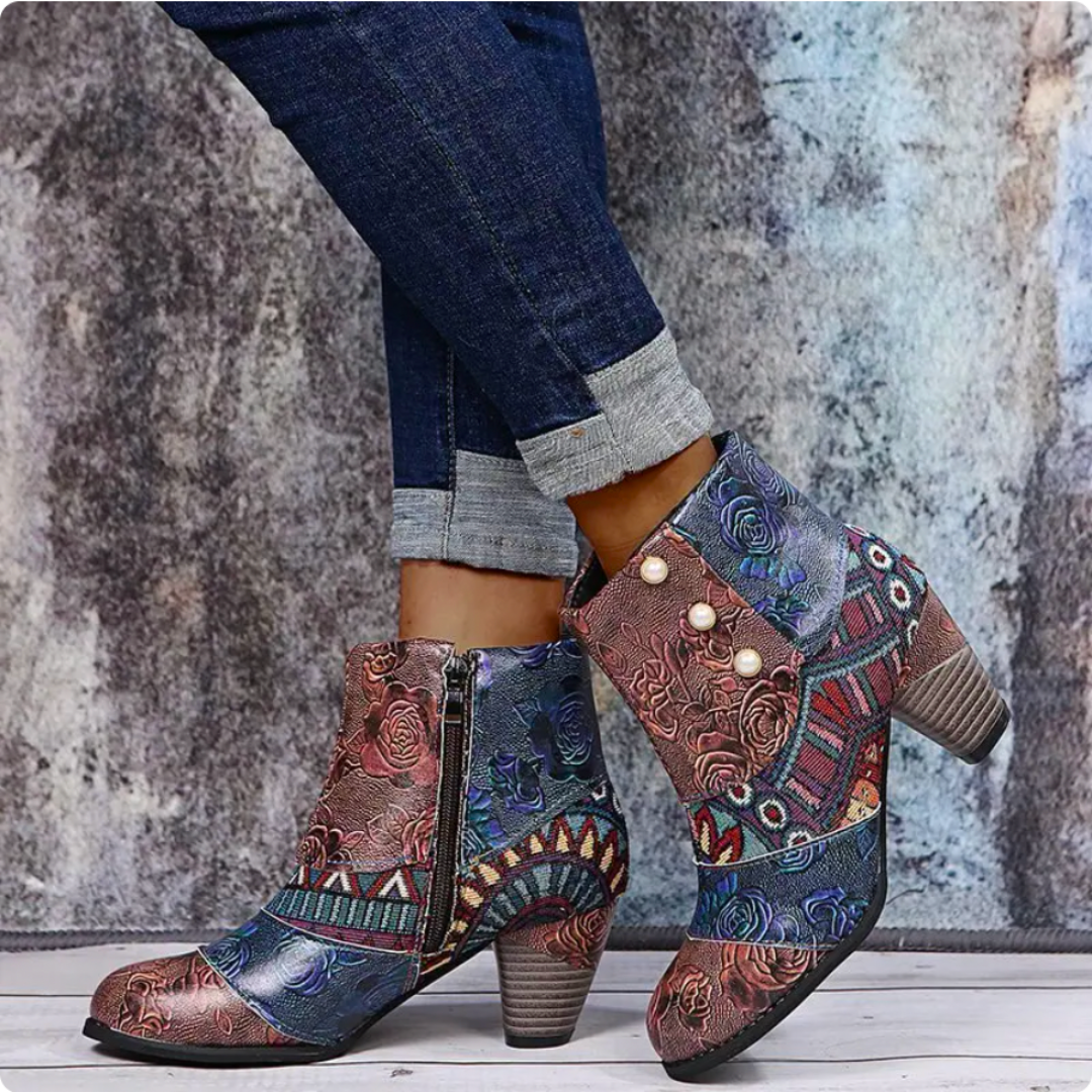 Stivaletti Donna Patchwork con Tacco Design Trendy