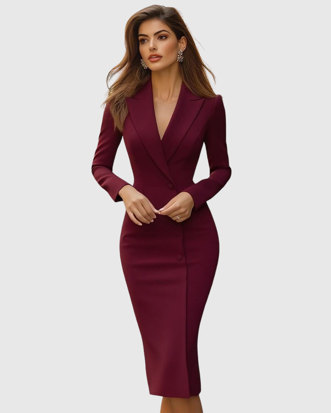 Abito Midi Donna Blazer Manica Lunga