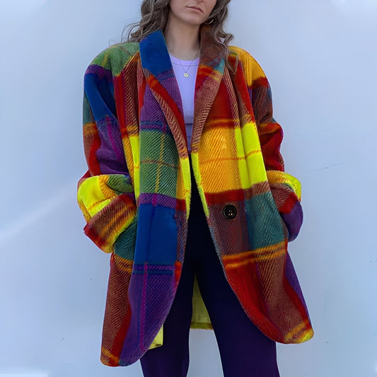 Cappotto Donna con Rever Colorato e Tasche - Brentozzi