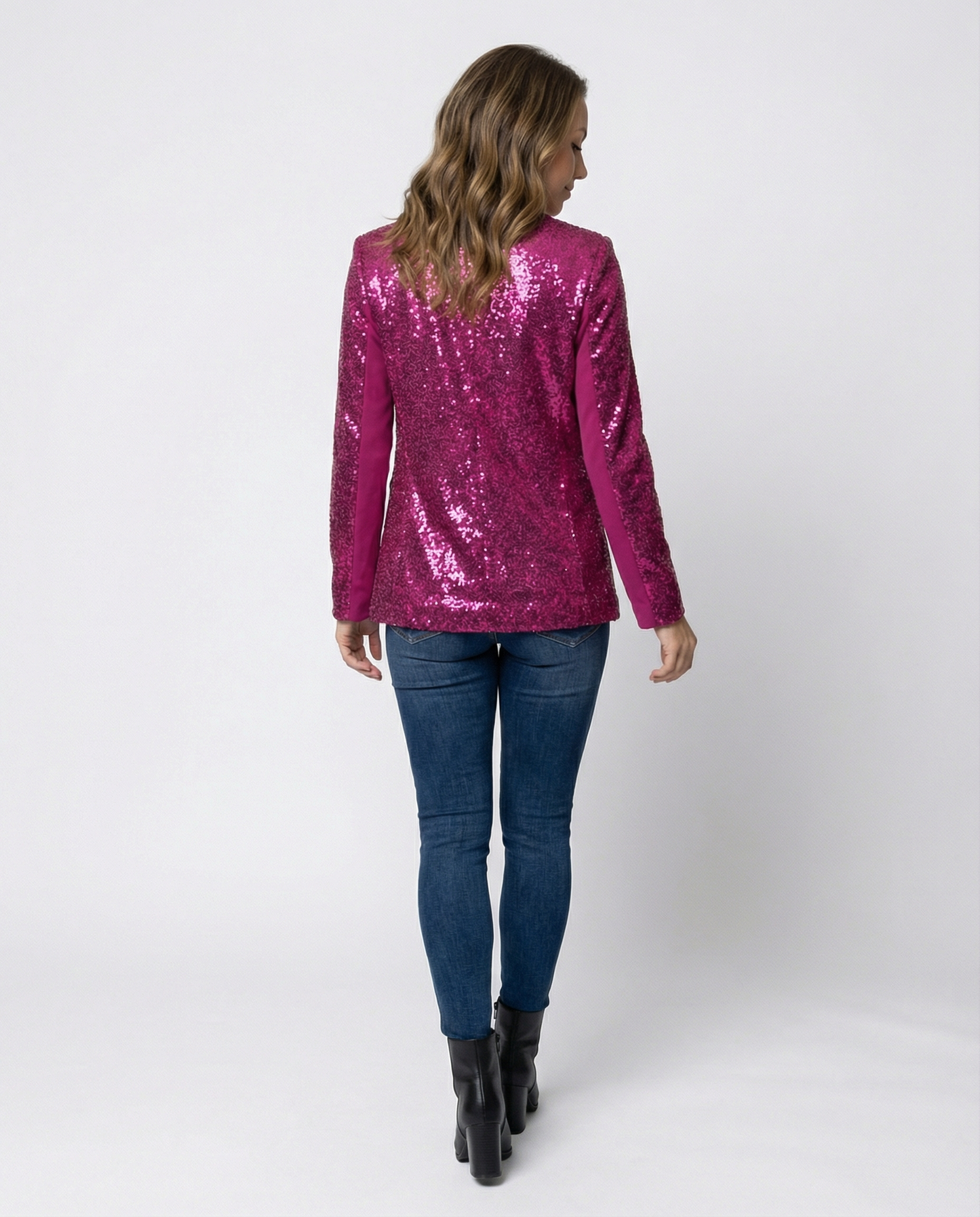 Blazer Donna con Paillettes Elegante Slim Fit