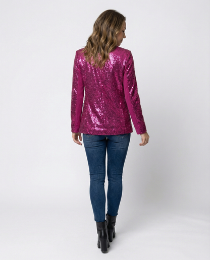 Blazer Donna con Paillettes Elegante Slim Fit