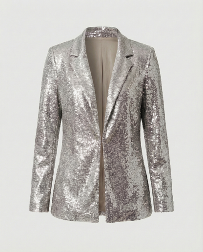 Blazer Donna con Paillettes Elegante Slim Fit